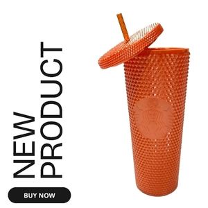 🍃NEW Starbucks Venti Orange Metallic Studded Tumbler Limited Edition